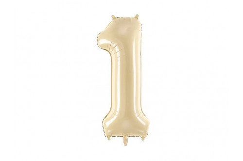 Pastelový fóliový balón číslo „1“ béžový (72cm)