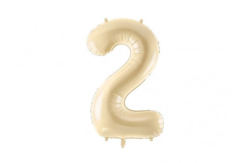 Pastelový balón fóliový číslo „2“ béžový