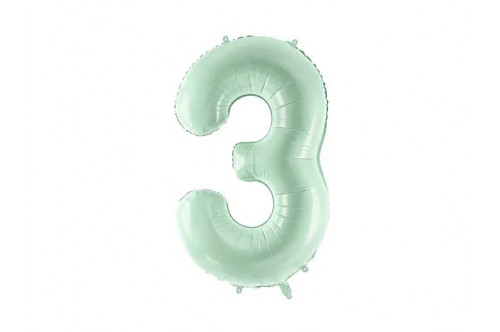 Pastelový fóliový balón číslo „3“ zelený (72cm)