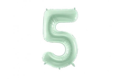 Pastelový fóliový balón číslo „5“ zelený (72cm)