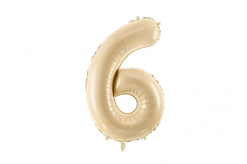 Pastelový fóliový balón číslo „6“ béžový (72cm)