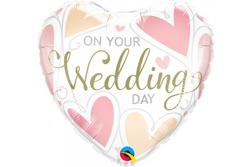 Balón fóliový „ON YOUR Wedding DAY“ srdce 46cm