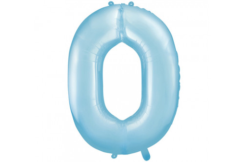 Pastelový fóliový balón číslo „0“ modrý (86cm)
