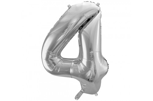 Balón fóliový „4“ strieborný 86cm