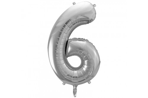 Balón fóliový „6“ strieborný 86cm