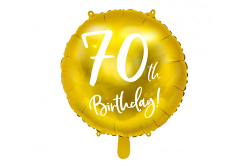 Balón fóliový „70th Birthday!“ zlatý 45cm