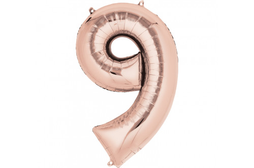 Balón fóliový „9“ ružovozlatý 86cm