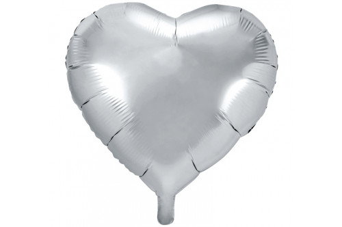Balón fóliový „srdce“ strieborný 45cm