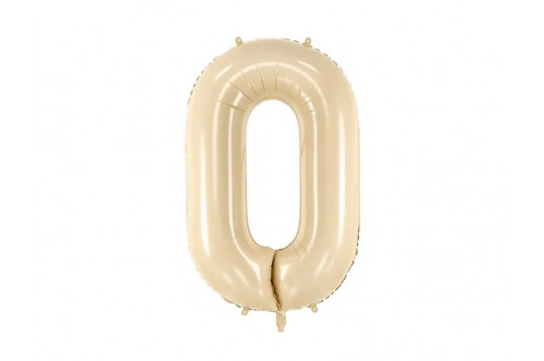Pastelový fóliový balón číslo „0“ béžový (72cm)