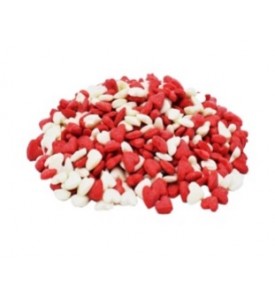 Cukrová posýpka konfetová: bielo-červené srdiečka