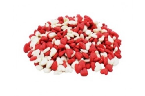 Cukrová posýpka konfetová: bielo-červené srdiečka